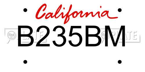 B235BM California License Plate
