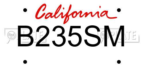 B235SM California License Plate