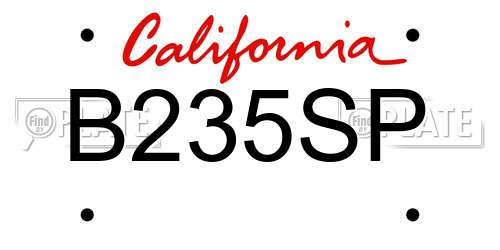B235SP California License Plate
