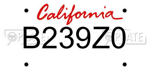 B239Z0 California License Plate