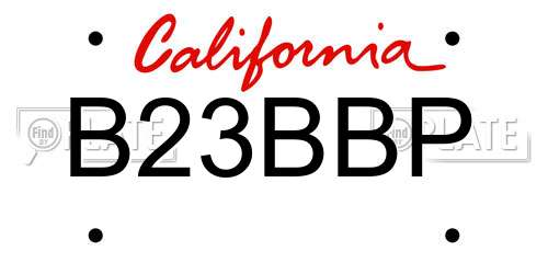 B23BBP California License Plate