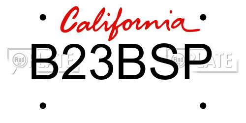 B23BSP California License Plate