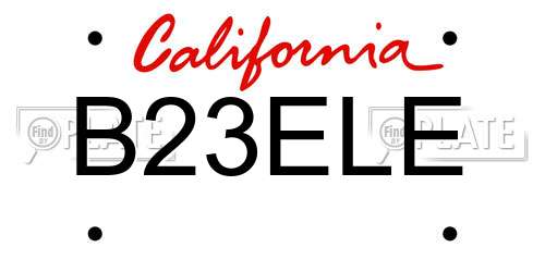 B23ELE California License Plate