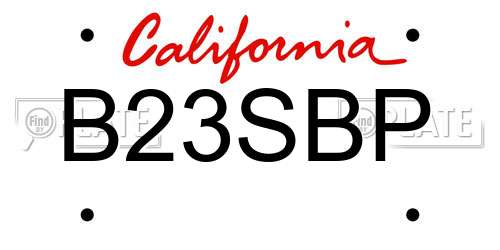 B23SBP California License Plate