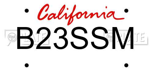 B23SSM California License Plate