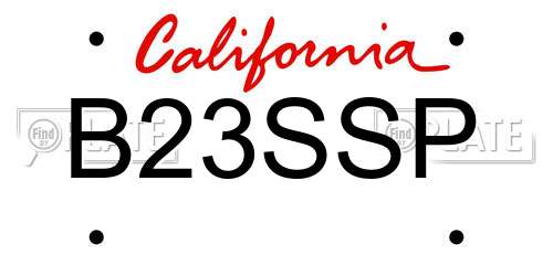 B23SSP California License Plate