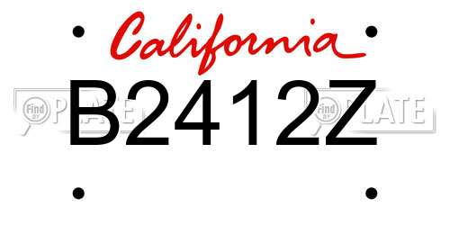 B2412Z California License Plate