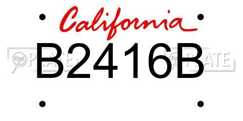 B2416B California License Plate