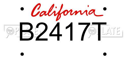 B2417T California License Plate
