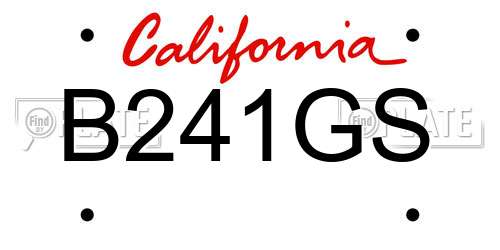 B241GS California License Plate