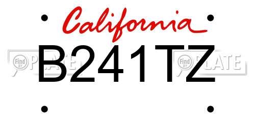B241TZ California License Plate