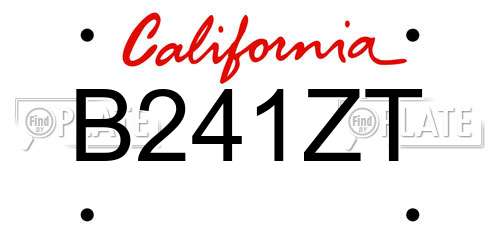 B241ZT California License Plate