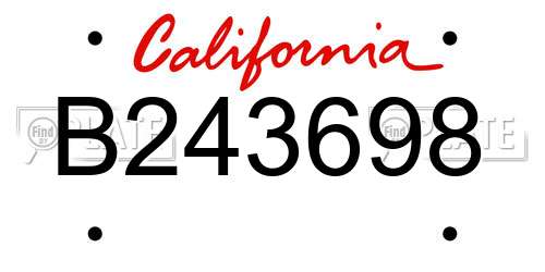 B243698 California License Plate