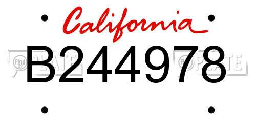 B244978 California License Plate
