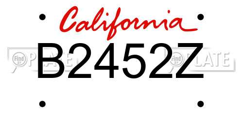 B2452Z California License Plate