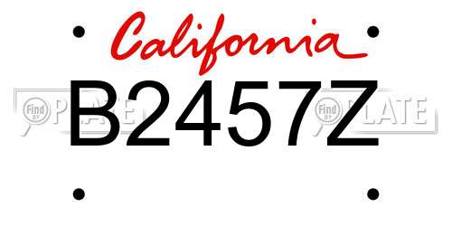 B2457Z California License Plate