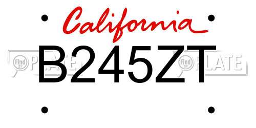 B245ZT California License Plate