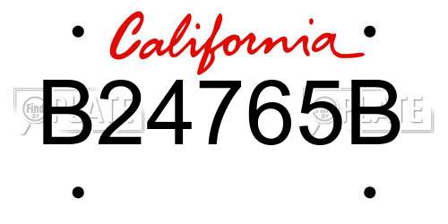 B24765B California License Plate