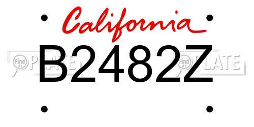 B2482Z California License Plate