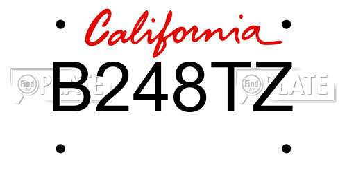 B248TZ California License Plate