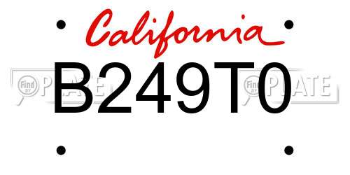 B249T0 California License Plate