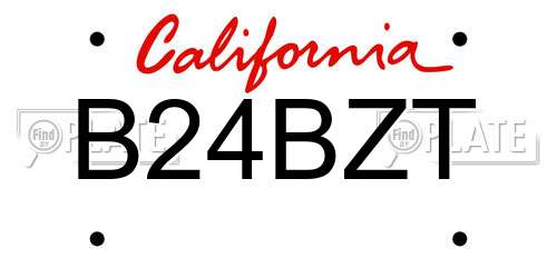 B24BZT California License Plate