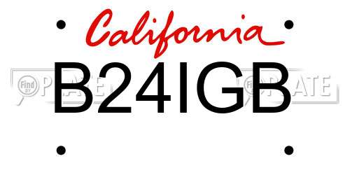 B24IGB California License Plate