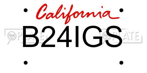 B24IGS California License Plate