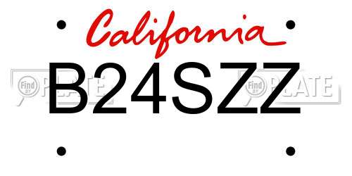 B24SZZ California License Plate