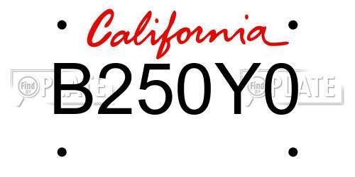B250Y0 California License Plate