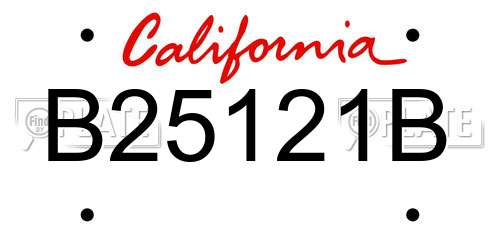 B25121B California License Plate