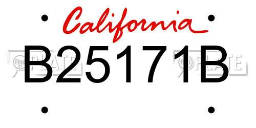 B25171B California License Plate