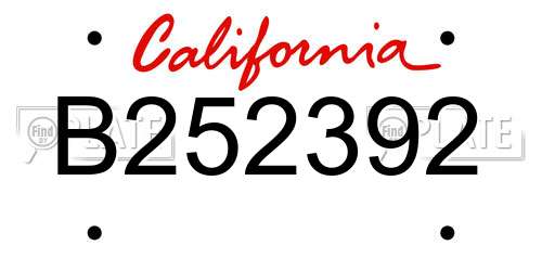 B252392 California License Plate