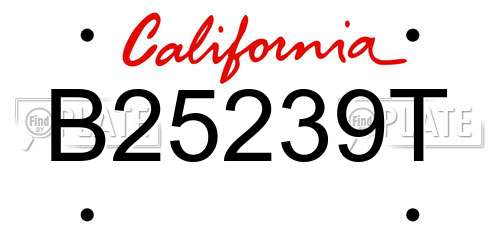 B25239T California License Plate