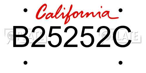 B25252C California License Plate