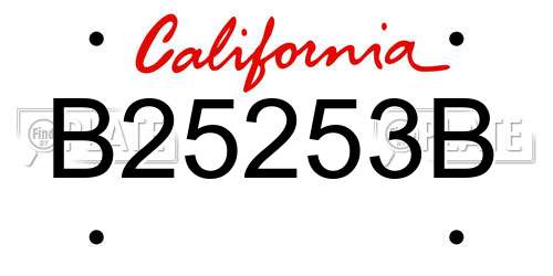 B25253B California License Plate