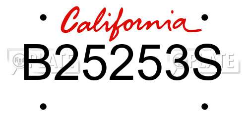 B25253S California License Plate