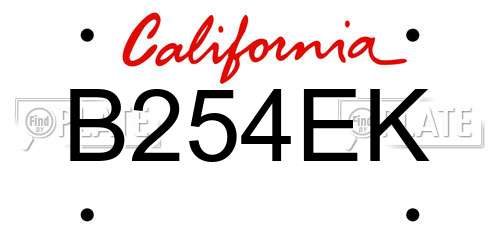 B254EK California License Plate