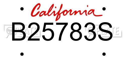 B25783S California License Plate