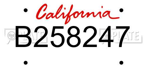 B258247 California License Plate