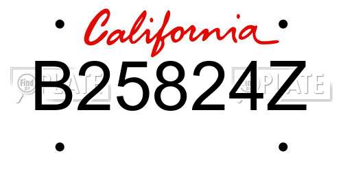 B25824Z California License Plate