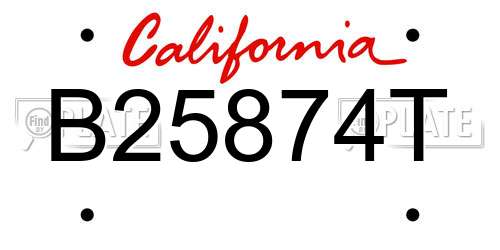 B25874T California License Plate