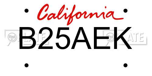 B25AEK California License Plate