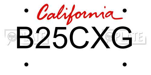 B25CXG California License Plate