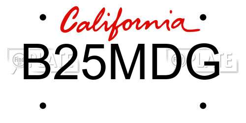 B25MDG California License Plate