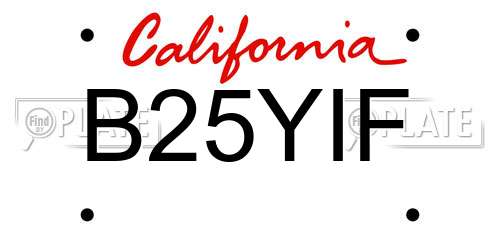 B25YIF California License Plate