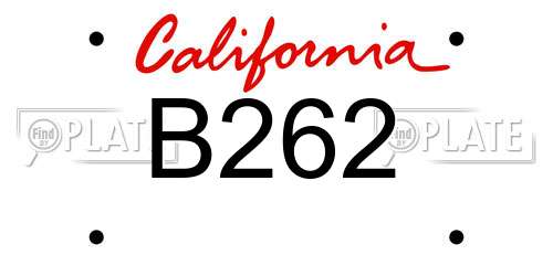 B262 California License Plate
