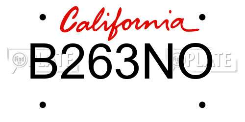 B263NO California License Plate