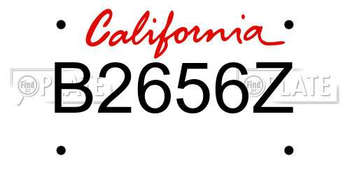 B2656Z California License Plate