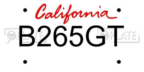 B265GT California License Plate